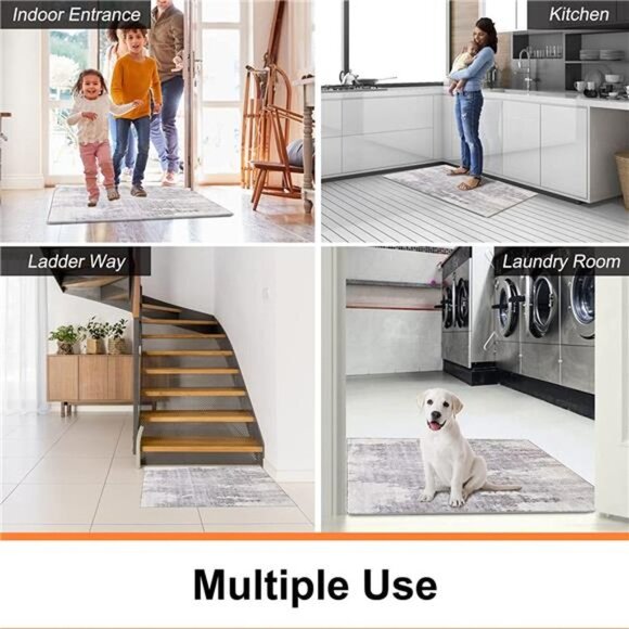 Door Mat, Front Indoor Door Mat Faux Wool Non-Slip Entryway Rug 24X36" Gray - Picture 5 of 7